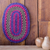 Raffia wall art, 'Queen's Happiness II' - Handwoven Oval Cerise and Sapphire Raffia Wall Art