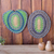 Raffia wall art, 'Queen's Love' (set of 2) - Set of 2 Handwoven Green and Blue Raffia Wall Accents