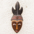 Máscara de madera africana, 'Mawulorm II' - Máscara de madera africana hecha a mano en marrón y negro