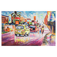 'Long Stride' - Colorful Acrylic Impressionist Cityscape from Ghana