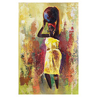 'She is Golden' - Impressionist-Style Acrylic Painting of Woman in Yellow