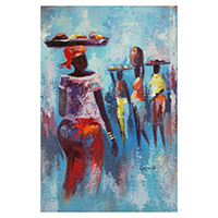 'Mama Africa' - Impressionist-Style Acrylic Painting of Women in Market