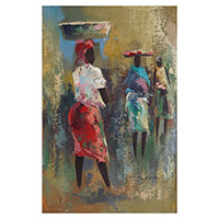 'Great Expectation' - Acrylic Impressionist Painting of Women in Market from Ghana
