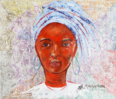 'Symbolism' - Unstretched Impressionist Acrylic Painting of Ghanaian Woman