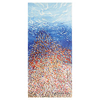 'Adoración' - Pintura acrílica expresionista sin estirar de cardumen de peces