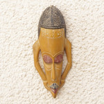 African wood mask, 'Majestic Features' - African Wood Wall Mask Hand-Carved & Hand-Painted in Ghana