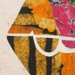 Fabric collage wall art, 'The Power Belongs to You' - Batik Fabric Collage Framed Wall Art in Yellow and Pink