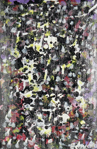'Serenity in the Forest' - Unstretched Abstract Acrylic Painting with Colorful Dots