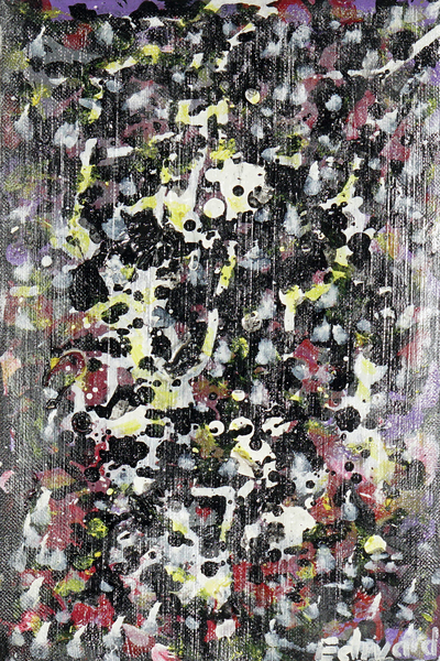 'Harmony at Night' - Unstretched Abstract Acrylic Painting with Dotted Pattern