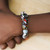 Recycled glass and agate beaded stretch bracelet, 'Joyful Girl' - Multicolor Recycled Glass and Agate Beaded Stretch Bracelet