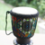 Wood djembe drum, 'Kotobabi Melodies' - Leaf and Tree-Themed Black Sese Wood Djembe Drum