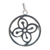 Sterling silver pendant, 'Abundance Core' - Sterling Silver Round Pendant with Flower Icon from Ghana