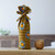 Cotton wine bottle cover, 'Cheerful Toast' - Colorful Handmade 100% Cotton Wine Bottle Cover from Ghana