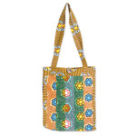 Cotton tote bag, 'Summer Lady' - Handmade Patterned Yellow and Green Cotton Tote Bag