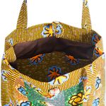 Cotton tote bag, 'Summer Lady' - Handmade Patterned Yellow and Green Cotton Tote Bag