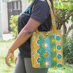 Cotton tote bag, 'Summer Lady' - Handmade Patterned Yellow and Green Cotton Tote Bag