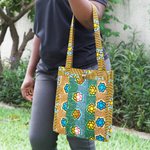 Cotton tote bag, 'Summer Lady' - Handmade Patterned Yellow and Green Cotton Tote Bag