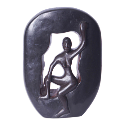 Wood sculpture, 'Ama' - Semi-Abstract Female Form Sese Wood Sculpture from Ghana