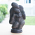 Ceramic and wood sculpture, 'Lean on Me' - Hand-Painted Abstract Ceramic & Wood Sculpture of Lovers (image 2) thumbail