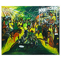 'Party' (2020) - Pintura expresionista acrílica de personas en una fiesta de Ghana