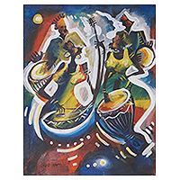 'Music Makers' (2019) - Acrylic Musical Expressionist Painting Made in Ghana