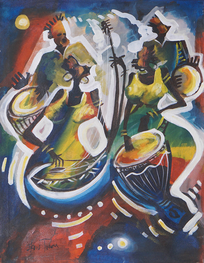 'Music Makers' (2019) - Acrylic Musical Expressionist Painting Made in Ghana