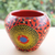 Ceramic decorative flower pot, 'Rocky Red' - Colorful Ceramic Decorative Flower Pot Hand-Painted in Ghana