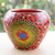 Ceramic decorative flower pot, 'Rocky Red' - colourful Ceramic Decorative Flower Pot Hand-Painted in Ghana