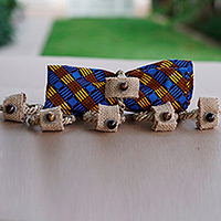 Jute and tiger's eye napkin rings, 'Fabulous Dinner Table' (set of 6) - Set of 6 Jute Napkin Rings with Tiger's Eye Beads from Ghana