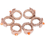 Jute and recycled glass napkin rings, 'Dazzling Dinner Table' (set of 6) - 6 Eco-Friendly Jute Napkin Rings with Recycled Glass Beads