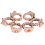 Jute and recycled glass napkin rings, 'Dazzling Dinner Table' (set of 6) - 6 Eco-Friendly Jute Napkin Rings with Recycled Glass Beads