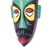 Máscara de madera africana - Máscara de madera africana pintada a mano en negro, verde, amarillo y rojo