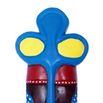 African wood mask, 'Chief Linguist' - Hand-Painted African Wood Mask in Brown Blue Yellow & Red