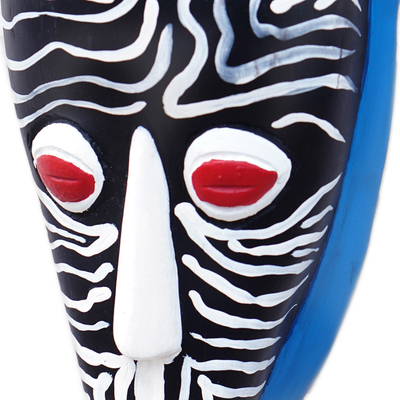 Máscara de madera africana - Guerrero Baule de Costa de Marfil Máscara de madera pintada a mano