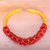 Collar llamativo con cuentas de vidrio reciclado - Collar llamativo con cuentas de vidrio reciclado en rojo y amarillo