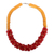 Recycled glass beaded statement necklace, 'Splendid Radiance' - Recycled Glass Beaded Statement Necklace in Red and Yellow