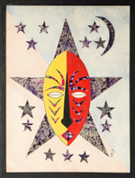 Cotton batik wall art, 'Monday Born' - Traditional Cotton Batik Wall Art in Red and Yellow Hues