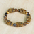 Tiger's eye and recycled glass beaded stretch bracelet, 'Earthy Flair' - Brown Tiger's Eye and Recycled Glass Beaded Stretch Bracelet