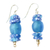 Recycled glass beaded dangle earrings, 'Sky Bound' - Recycled Glass Beaded Dangle Earrings in Light Blue & White