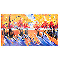 'Morning Glory II' - Signed Unstretched Impressionist Acrylic Landscape Painting