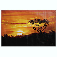 'African Sun' - Unstretched Impressionist Acrylic Landscape Painting