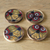 Posavasos de madera, (juego de 4) - Juego de 4 posavasos de algodón y madera de neem con motivos naturales