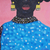 'Black Beauty' - Expressionist Blue and Pink Portrait of Ghanaian Woman