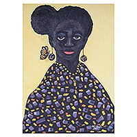 'Beauty of My Skin' - Traditional Expressionist Portrait of Ghanaian Woman