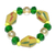 Recycled glass beaded stretch bracelet, 'Harmonious Friend' - Green and Yellow Recycled Glass Beaded Stretch Bracelet