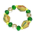 Pulsera elástica con cuentas de vidrio reciclado, 'Harmonious Friend' - Pulsera elástica con cuentas de vidrio reciclado verde y amarillo