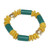 Recycled glass beaded stretch bracelet, 'Fresh Forest' - Yellow and Green Recycled Glass Beaded Stretch Bracelet