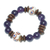 Pulsera elástica con cuentas de ágata y vidrio reciclado - Pulsera elástica con cuentas de ágata y vidrio reciclado en morado