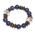 Agate and recycled glass beaded stretch bracelet, 'Purple Mind' - Agate and Recycled Glass Beaded Stretch Bracelet in Purple