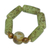 Recycled glass and agate beaded bracelet, 'Green Honor' - Handcrafted Green Recycled Glass and Agate Beaded Bracelet
